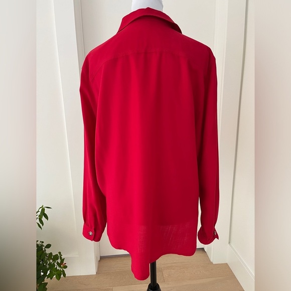 VINTAGE City Combi Delmod Wool Blend Long Sleeve Button Front Shirt Office Chic - Picture 3 of 17
